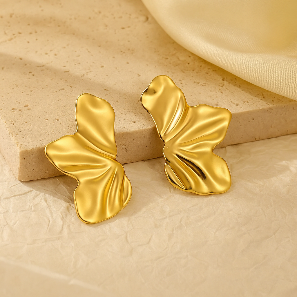 Golden Ginkgo Statement Earrings