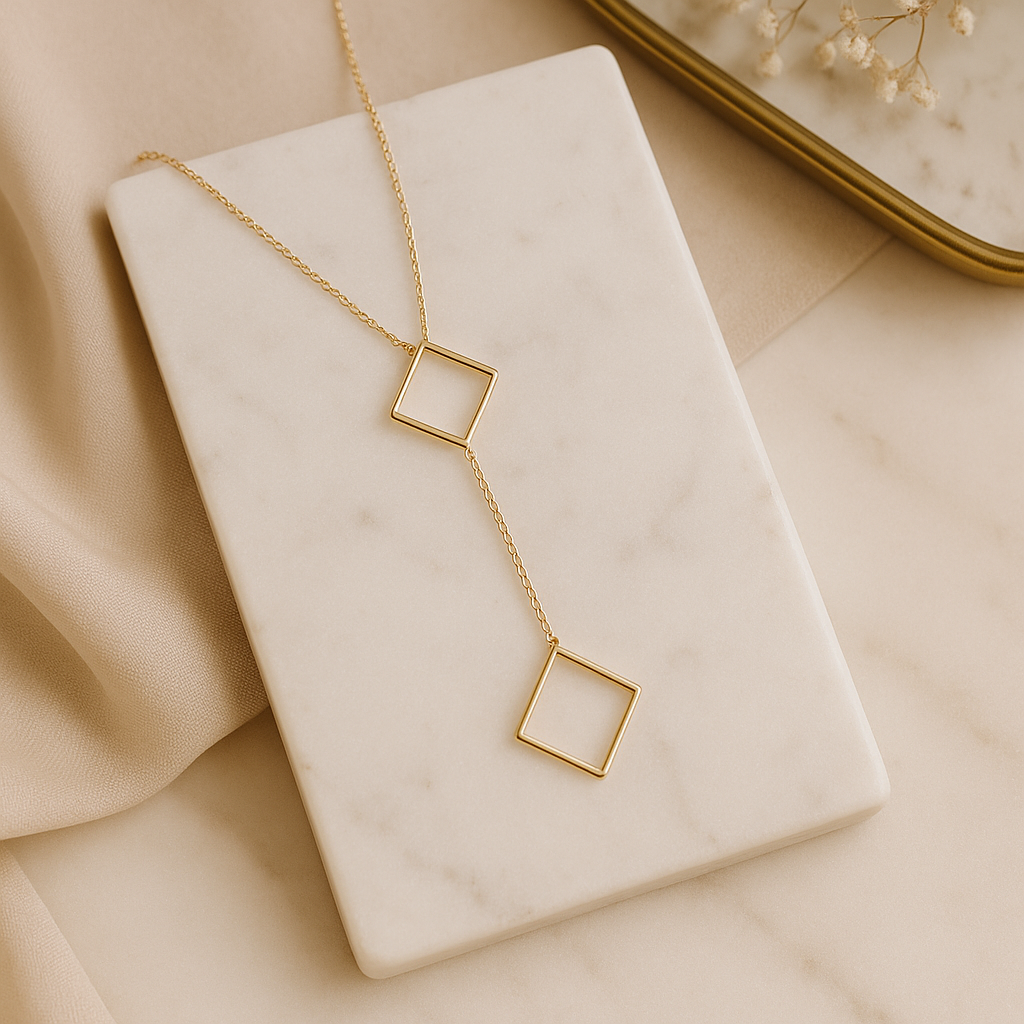 Geometric Drop Layered Necklace