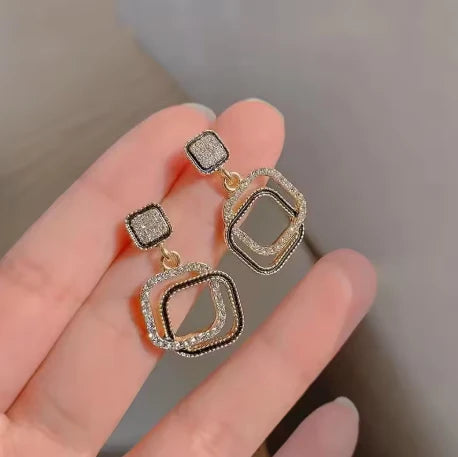 Crystal Outline Drop Earrings