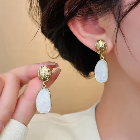 Textured Stone Drop Earrings