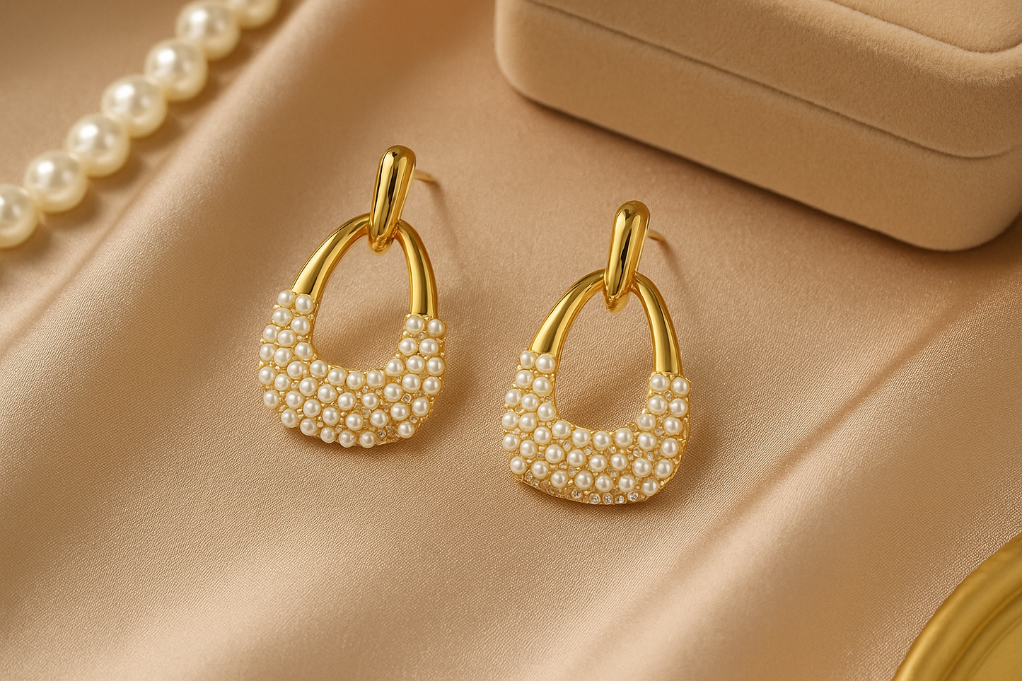 Luxe Loop Pearl Drop Earrings