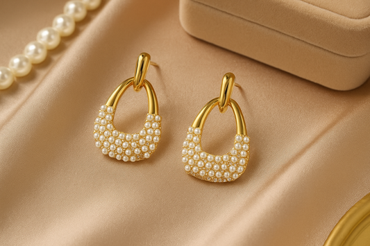 Luxe Loop Pearl Drop Earrings