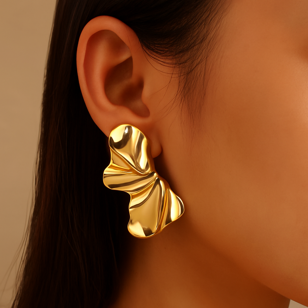 Golden Ginkgo Statement Earrings