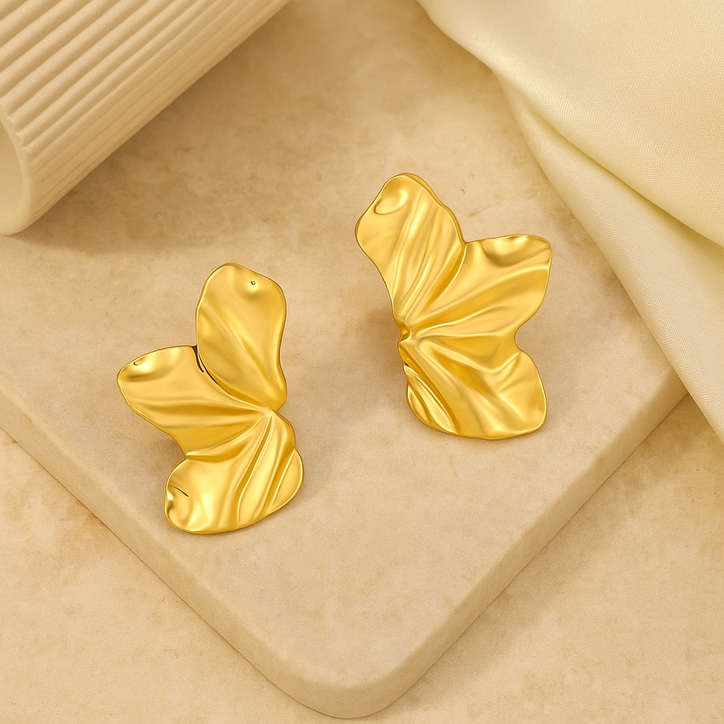 Golden Ginkgo Statement Earrings