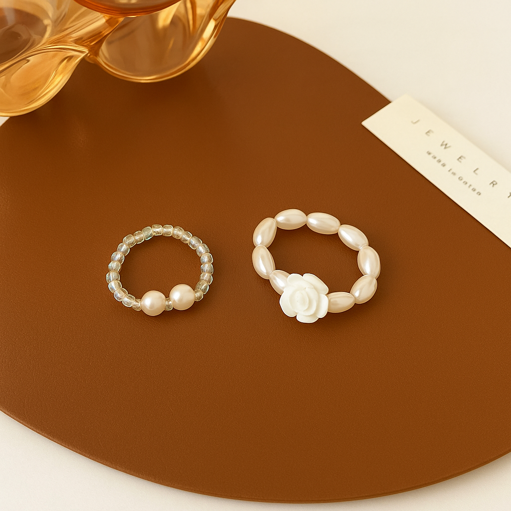 Pearl Blossom Duo Rings