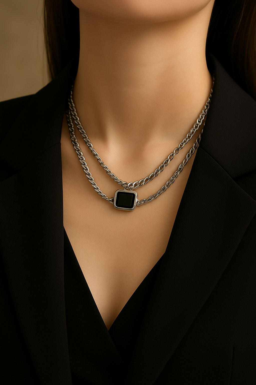 Midnight Edge Layered Necklace