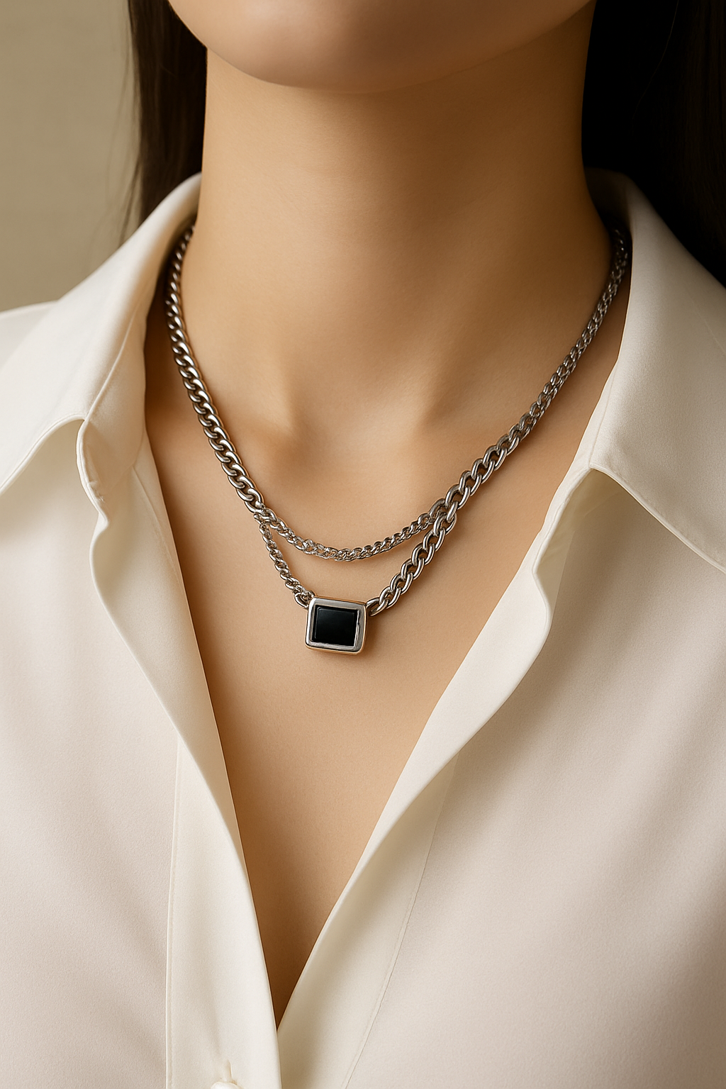 Midnight Edge Layered Necklace