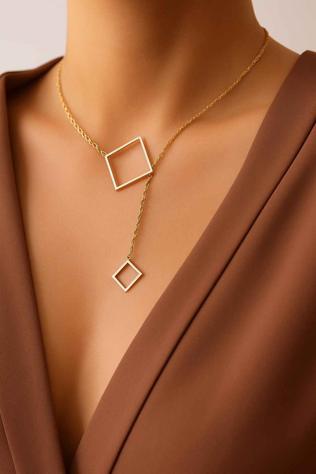 Geometric Drop Layered Necklace