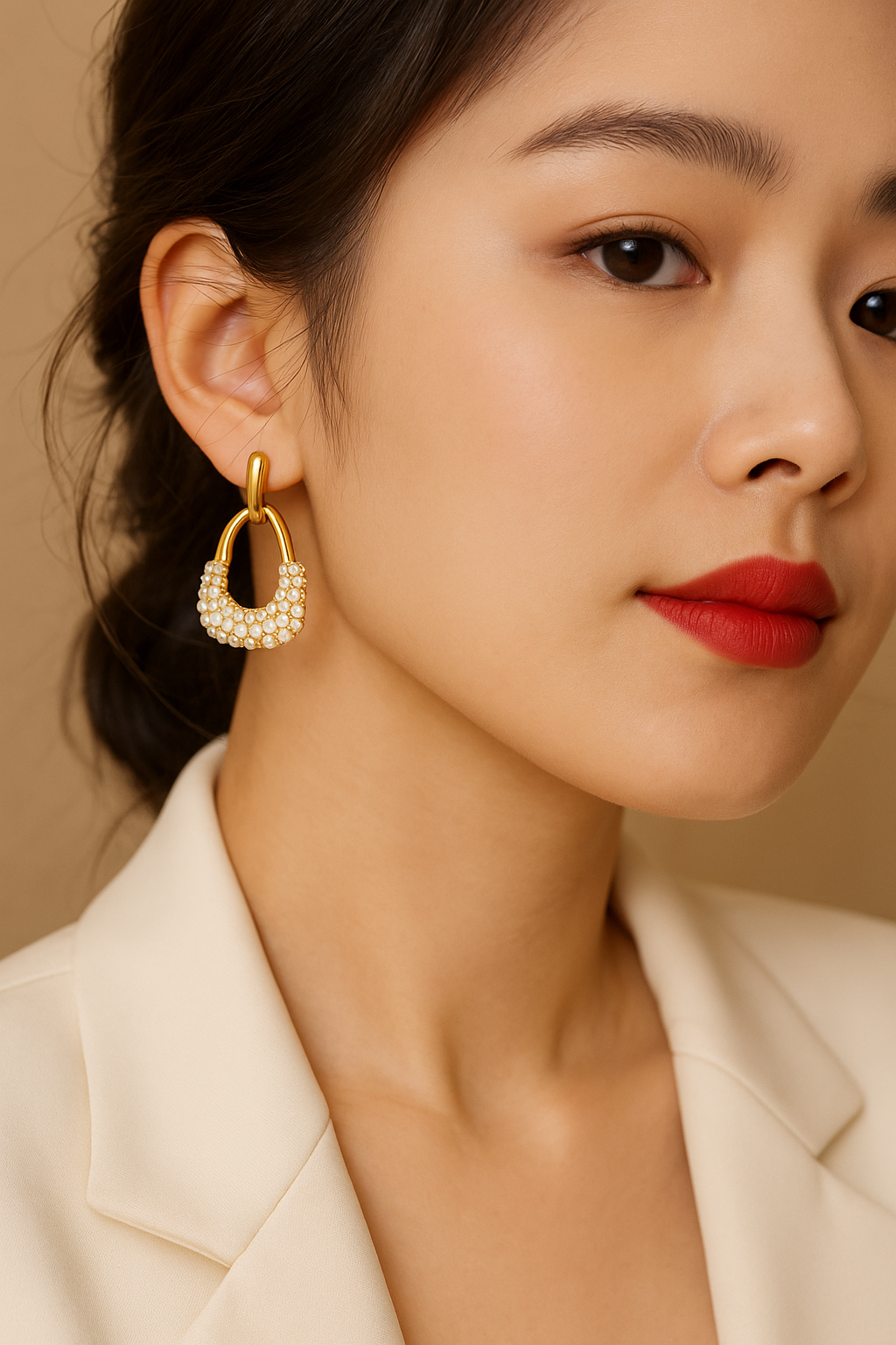 Luxe Loop Pearl Drop Earrings