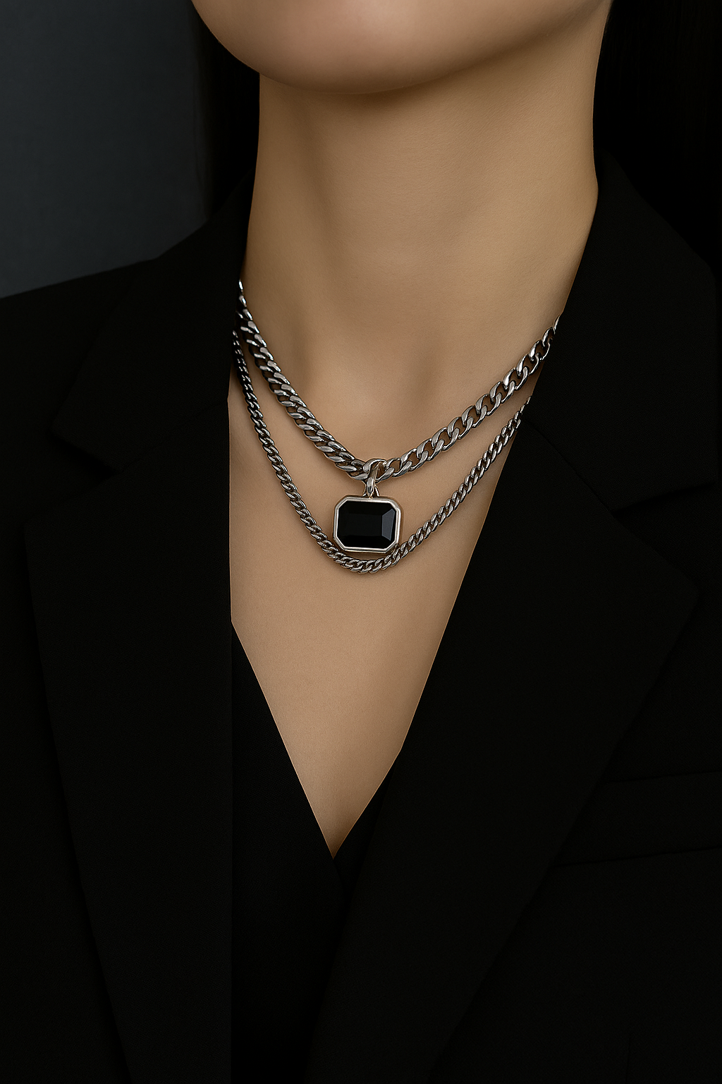 Midnight Edge Layered Necklace