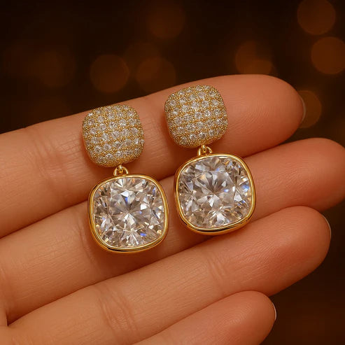 Double Sparkle Crystal Drop Earrings