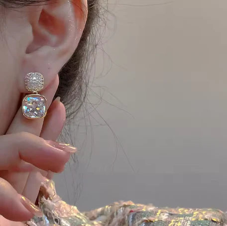 Double Sparkle Crystal Drop Earrings