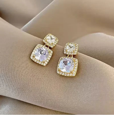 Double Sparkle Crystal Drop Earrings