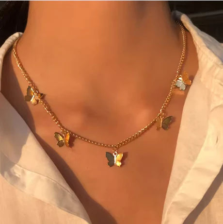 Butterfly Charm Choker Necklace
