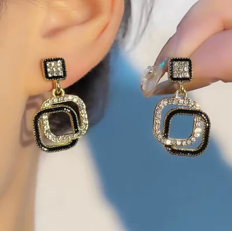 Crystal Outline Drop Earrings