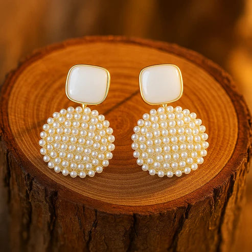 Textured Oval Drop Earrings