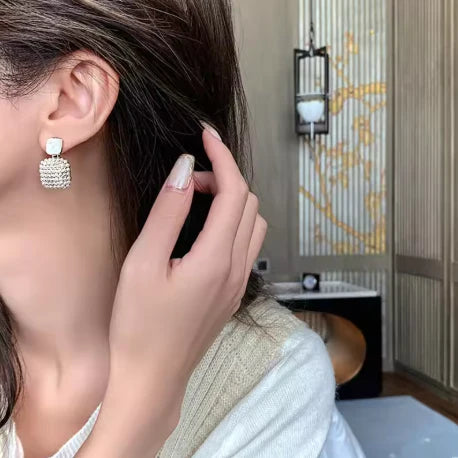 Textured Oval Drop Earrings