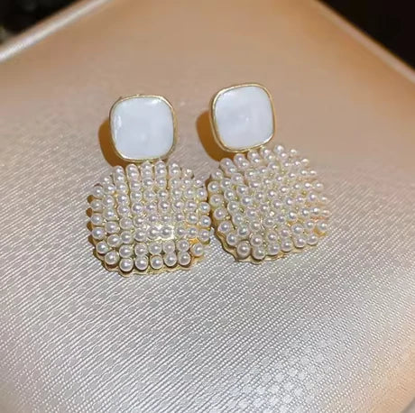 Textured Oval Drop Earrings