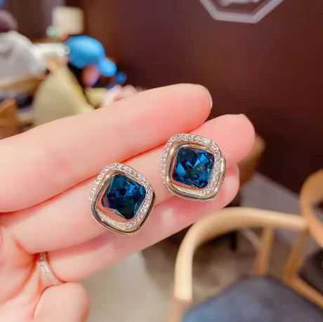 Crystal Gem Stud Earrings