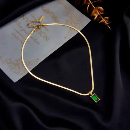 Emerald Rectangle Chain Necklace