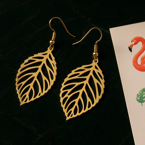 Delicate Leaf Drop Earrings