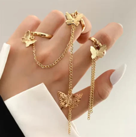 Golden Butterfly Chain Rings