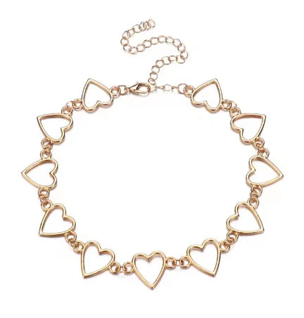 Golden Classical Heart Choker
