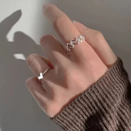 Heartfelt Silver Ring Set
