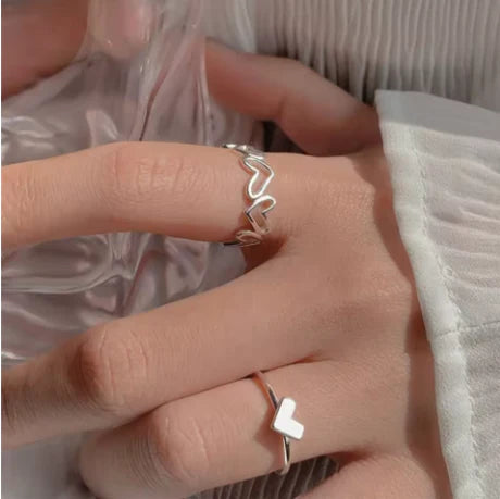 Heartfelt Silver Ring Set
