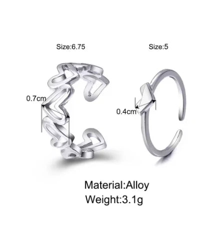 Heartfelt Silver Ring Set