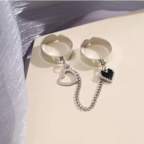 Double Heart Chain Ring