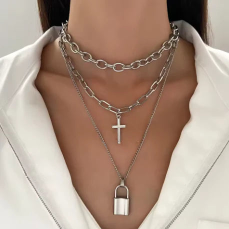Layered Edge Chain Necklace