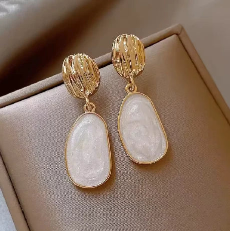 Textured Stone Drop Earrings